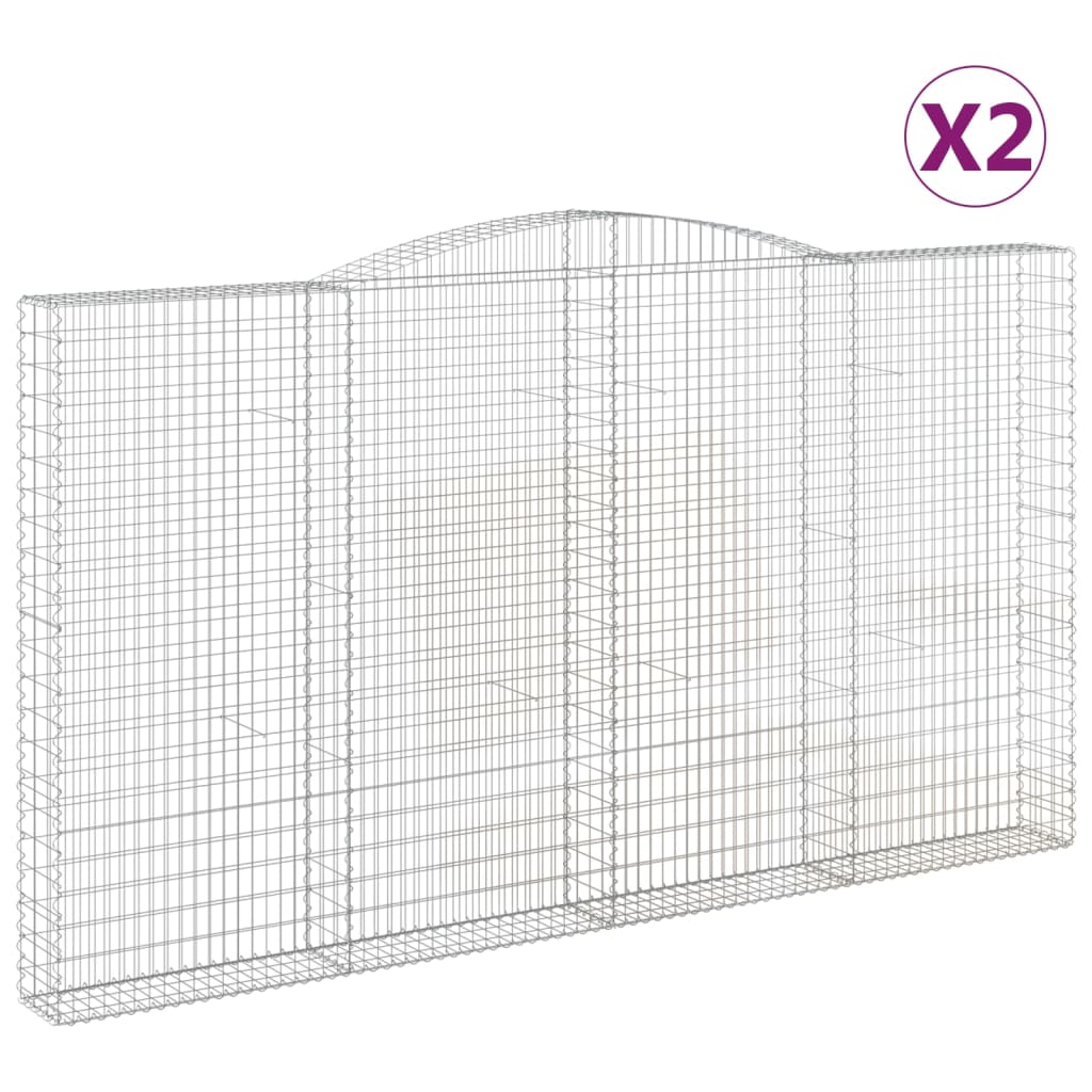 2 db íves horganyzott vas gabion kosár 400x30x220/240 cm