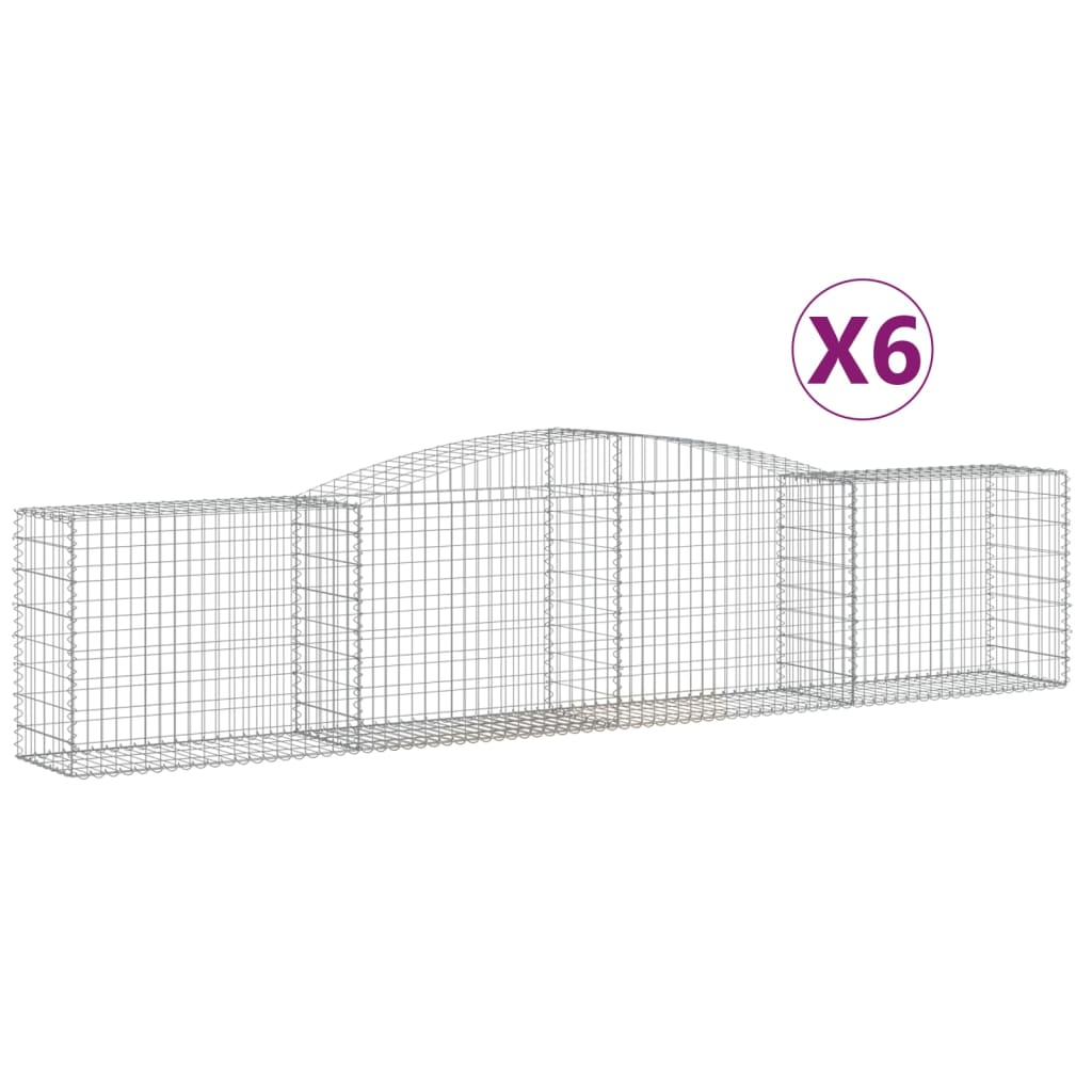 6 db íves horganyzott vas gabion kosár 400x50x80/100 cm