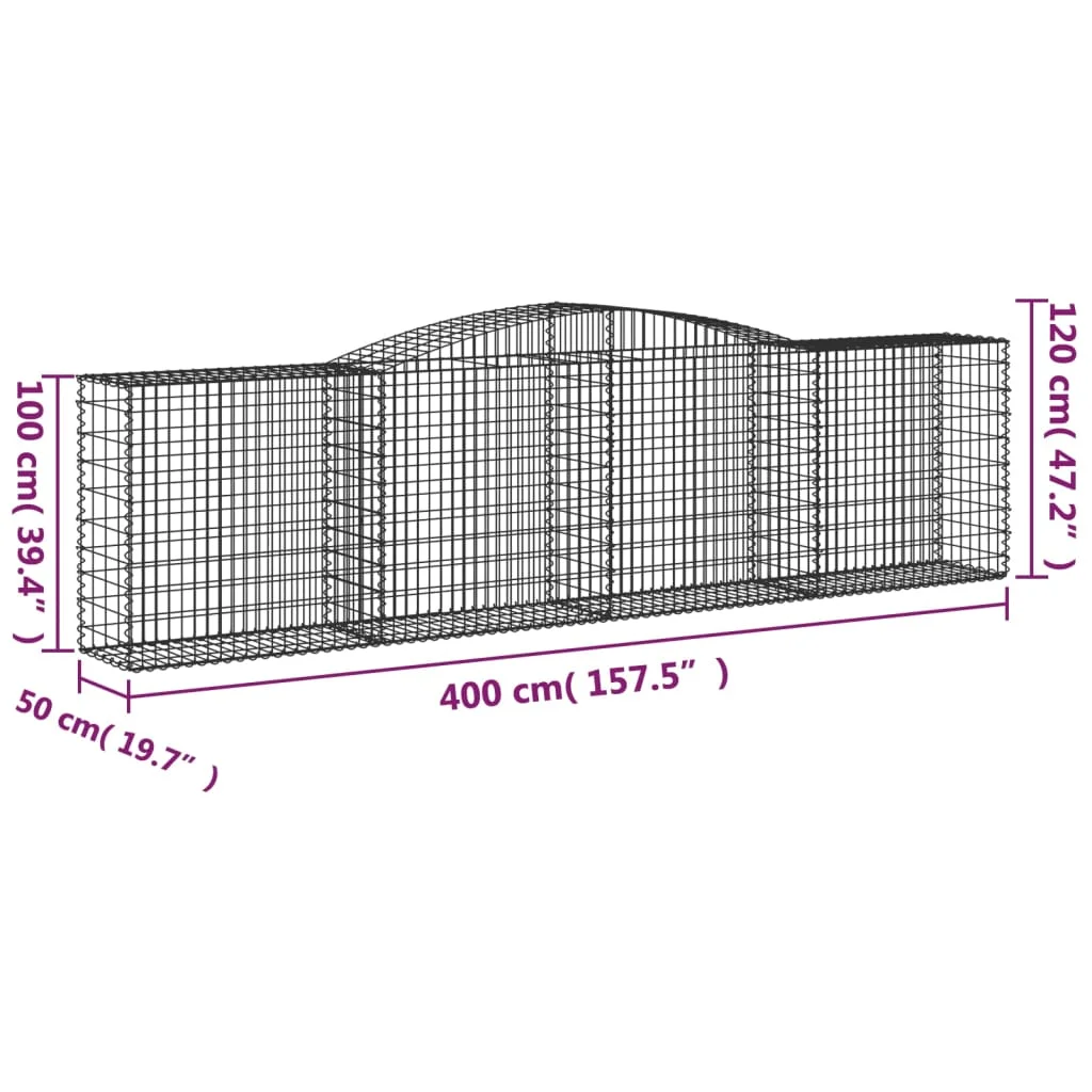 8 db íves horganyzott vas gabion kosár 400x50x100/120 cm