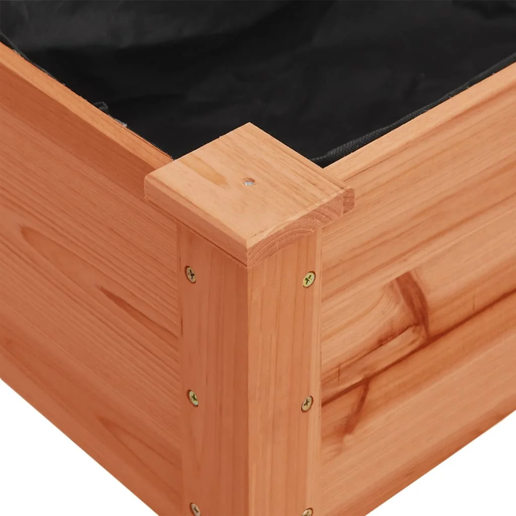 Barna tömör fenyőfa kerekes ültetőláda béléssel 118x59x80 cm