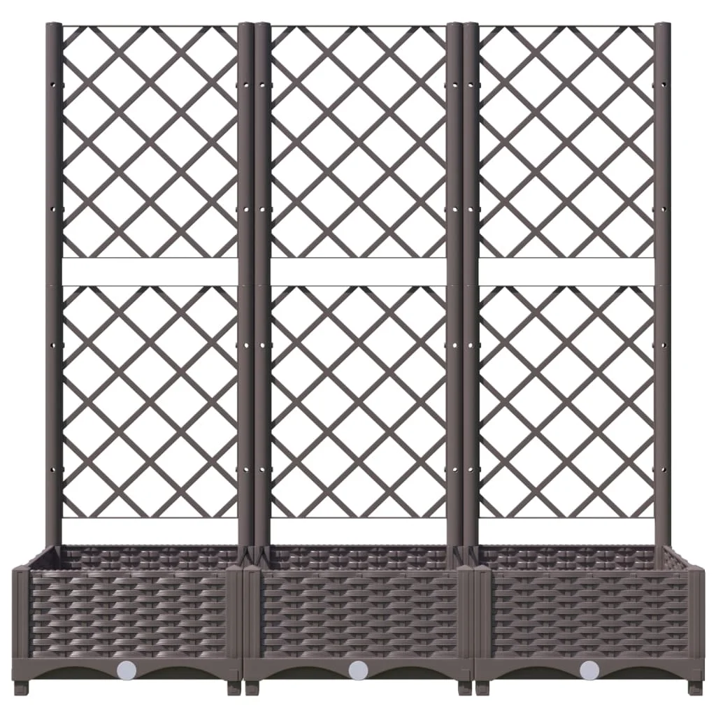 Barna polipropilén rácsos kerti ültetőláda 120 x 40 x 121,5 cm