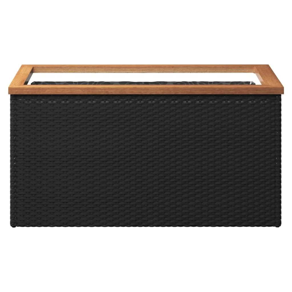 Fekete polyrattan ültetőláda 80 x 40 x 40 cm