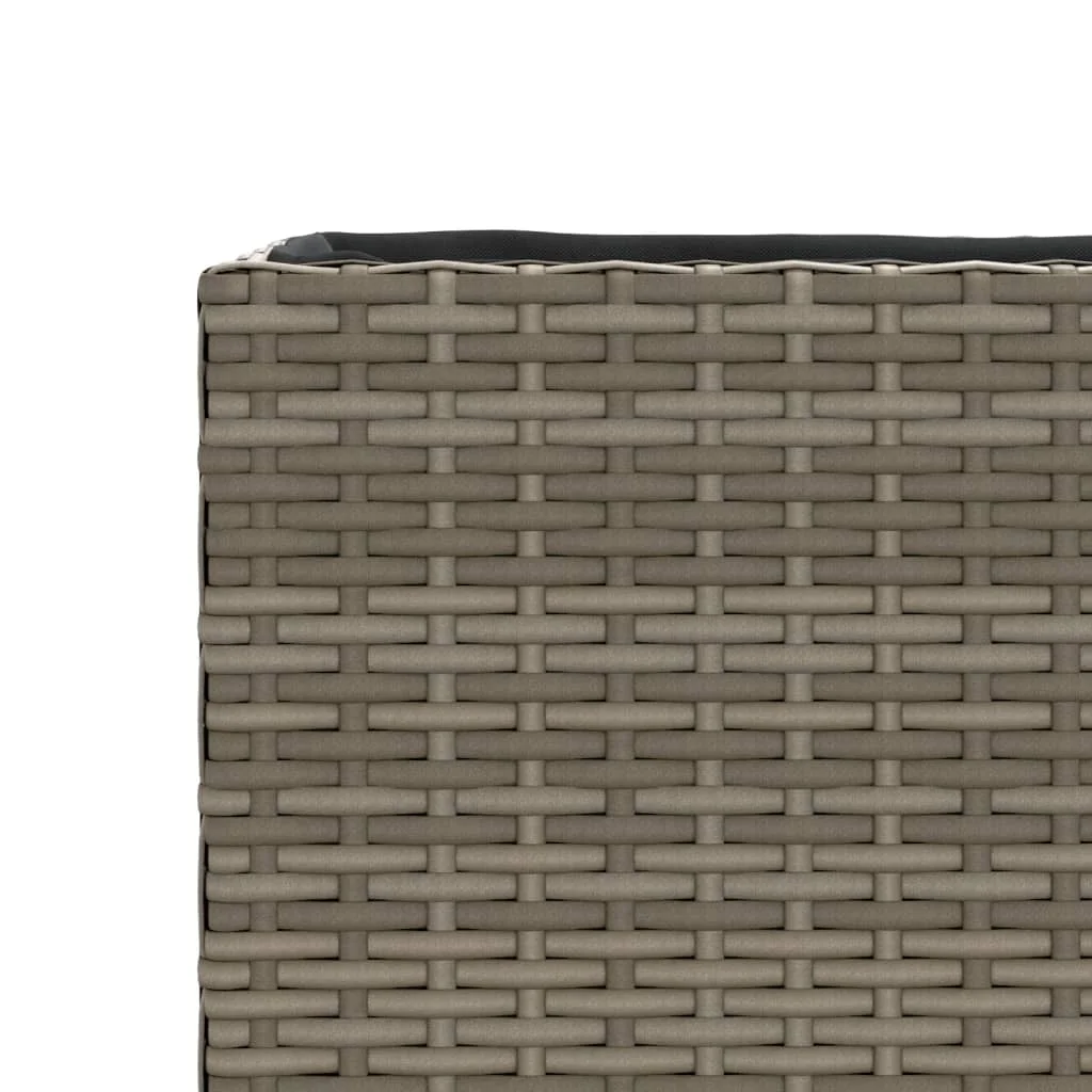 2 db szürke polyrattan kerti ültetőláda 3 cseréppel 105x30x32cm