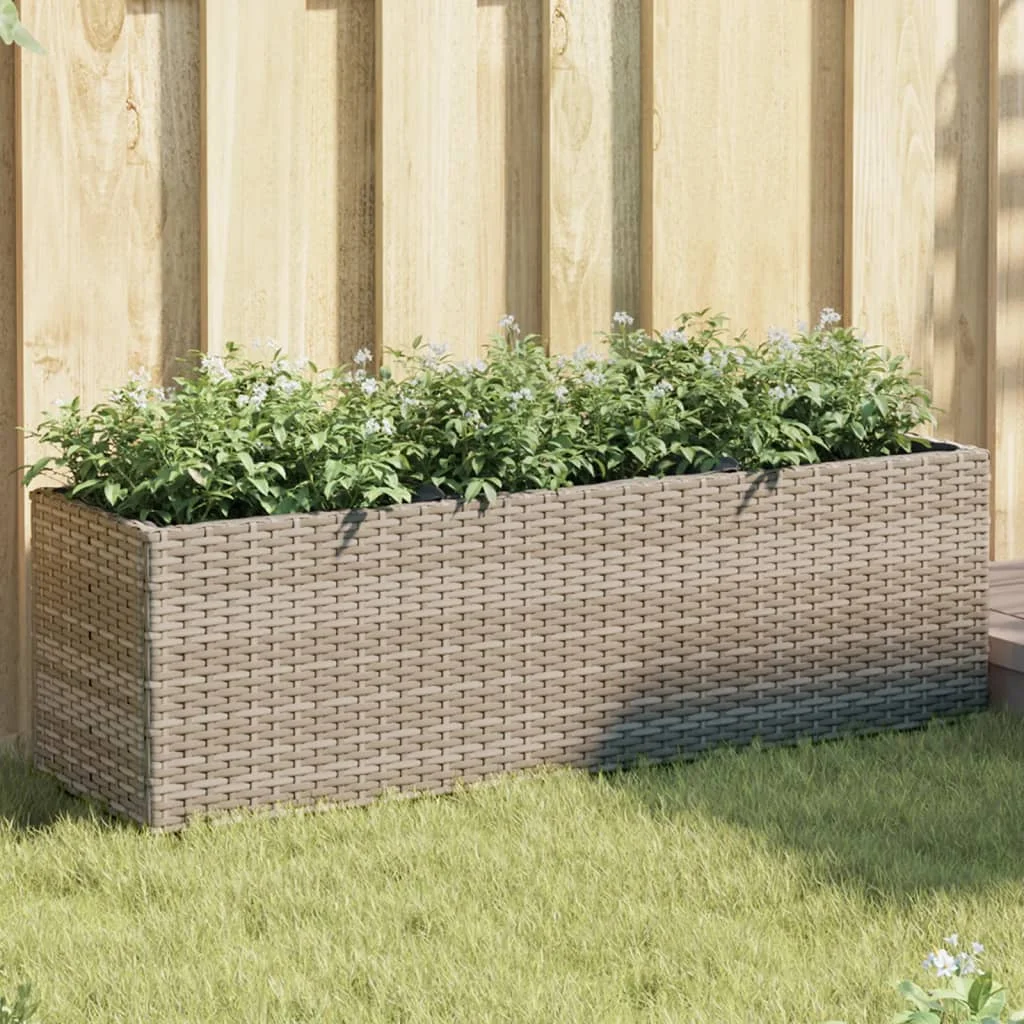 2 db szürke polyrattan kerti ültetőláda 3 cseréppel 105x30x32cm