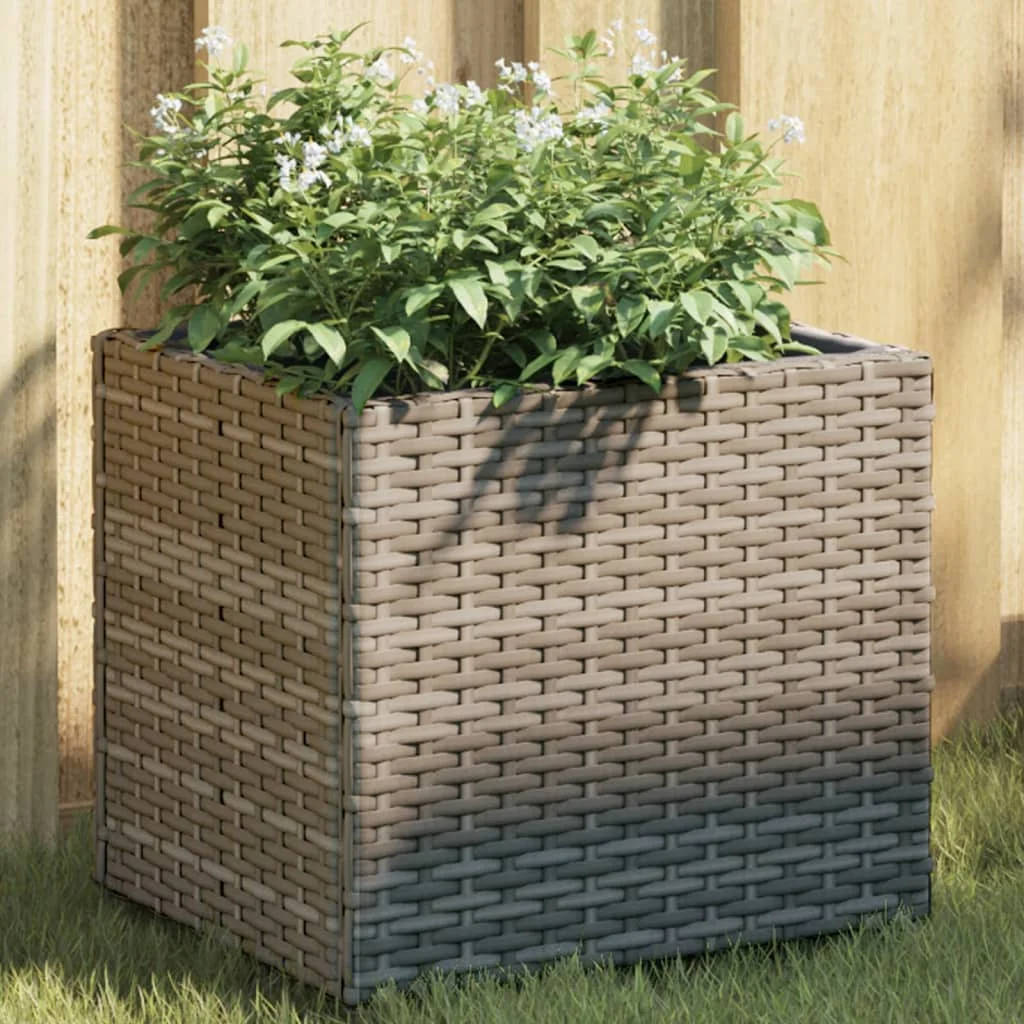 2 db szürke polyrattan kerti ültetőláda 36x30x32 cm