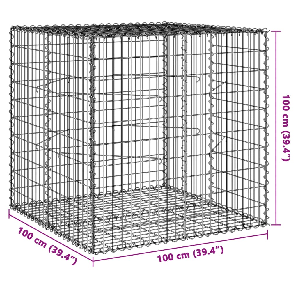 Horganyzott vas gabion kosár fedéllel 100 x 100 x 100 cm