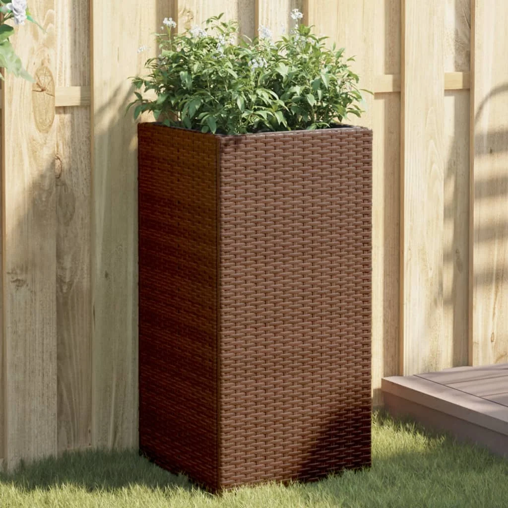 Barna polyrattan kerti ültetőláda 40x40x80 cm