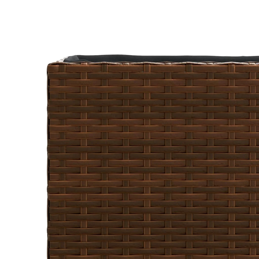 Barna polyrattan kerti ültetőláda 3 cseréppel 105x30x32 cm