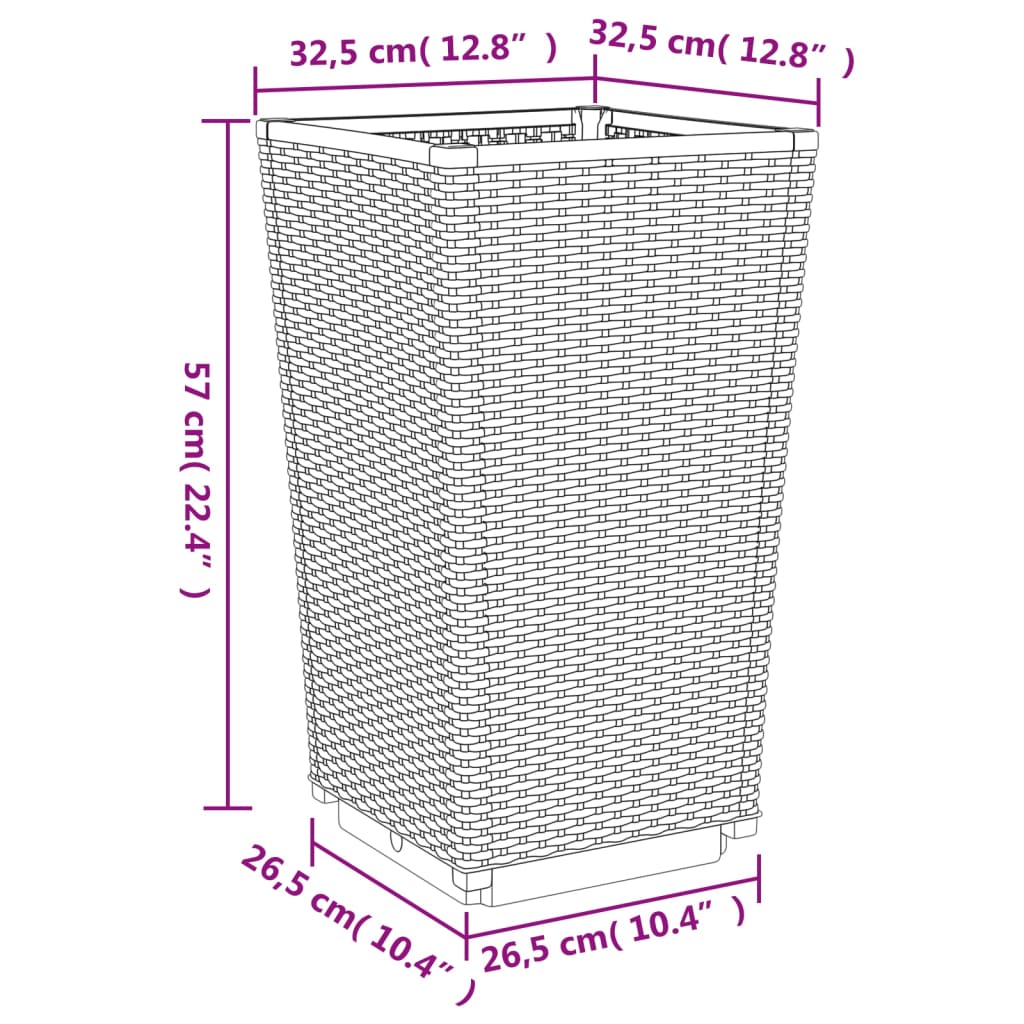 2 db szürke polipropilén kerti ültetőláda 32,5 x 32,5 x 57 cm