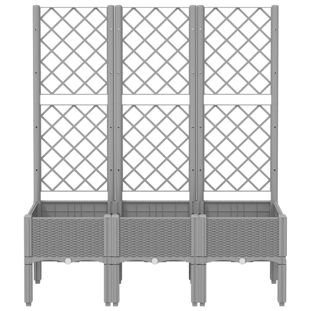 Világosszürke PP rácsos kerti ültetőláda 120 x 40 x 142 cm