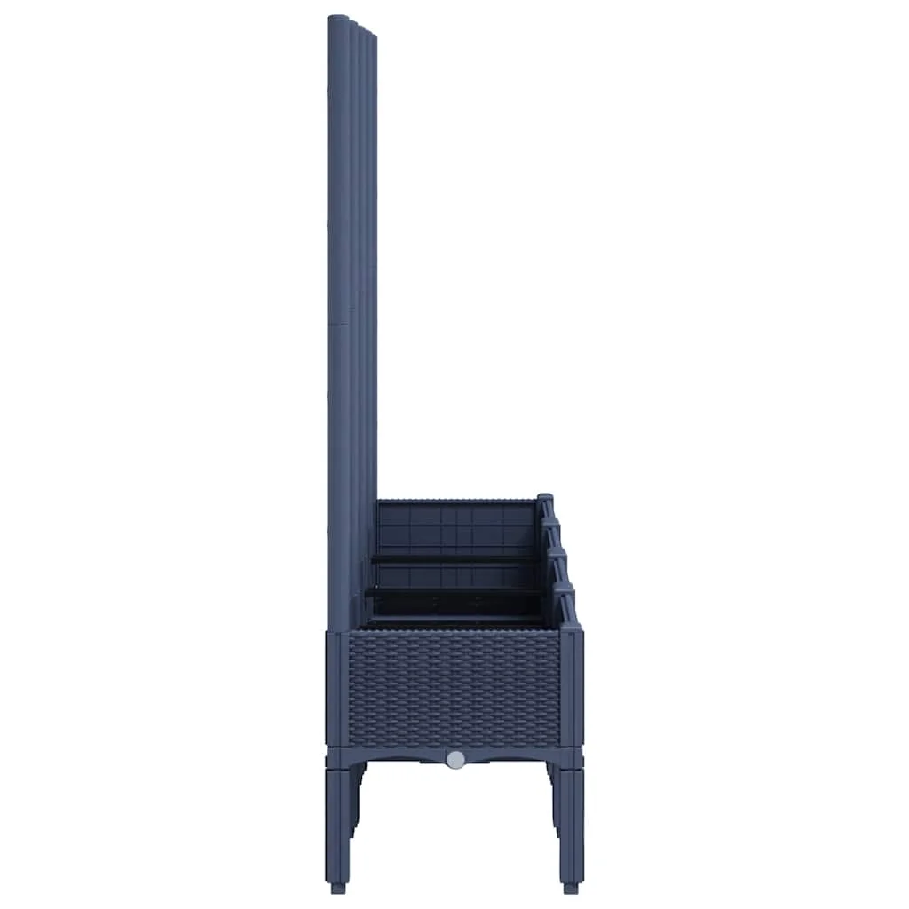 Kékszürke PP rácsos kerti ültetőláda 160 x 40 x 142 cm
