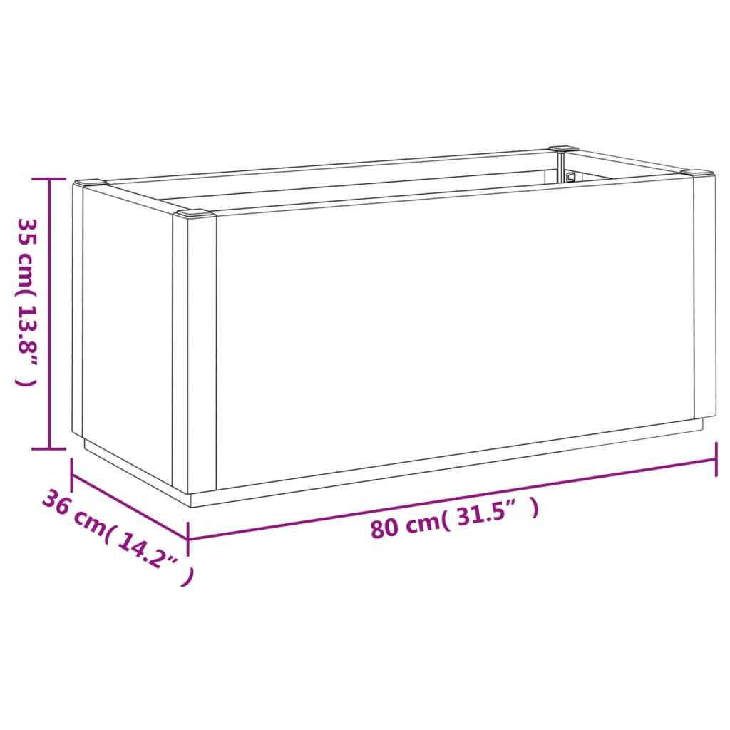 Sötétszürke polipropilén kerti ültetőláda 80 x 36 x 35 cm