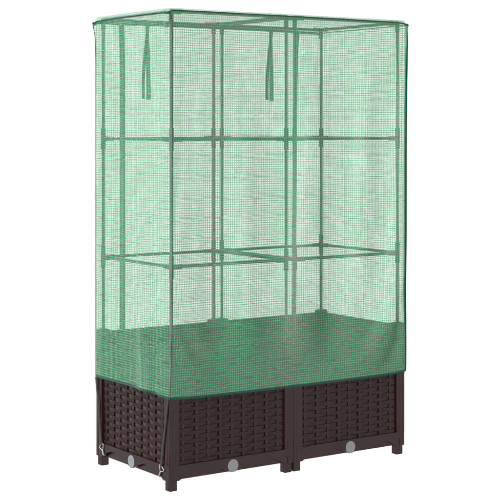 Rattan megjelenésű magaságyás melegháztakaróval 80x40x138 cm