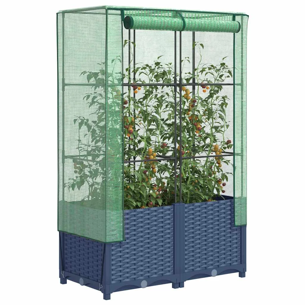 Rattan megjelenésű magaságyás melegháztakaróval 80x40x138 cm