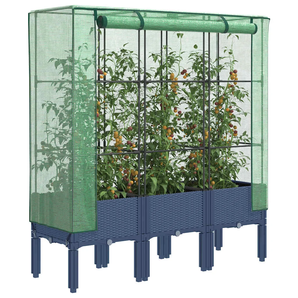 Rattan megjelenésű magaságyás melegháztakaróval 120x40x140 cm