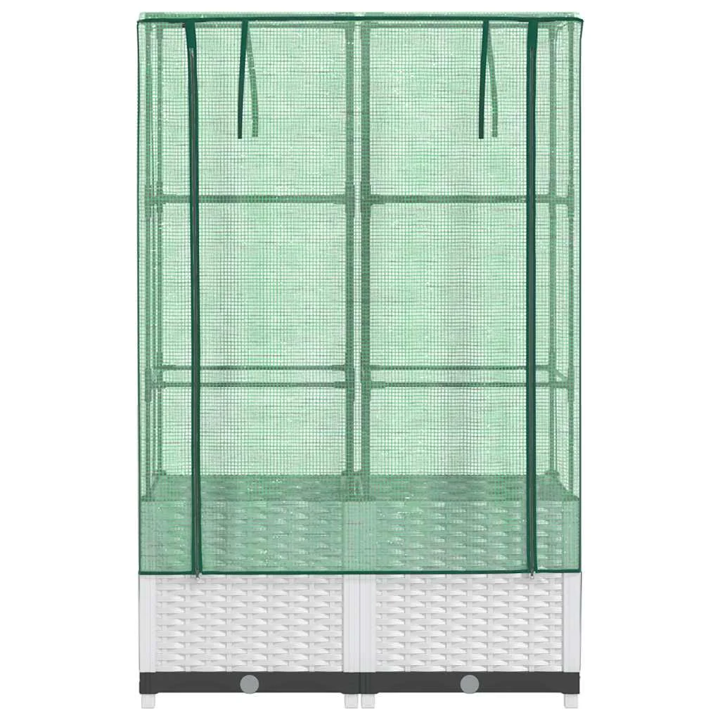 Rattan megjelenésű magaságyás melegháztakaróval 80x40x138 cm