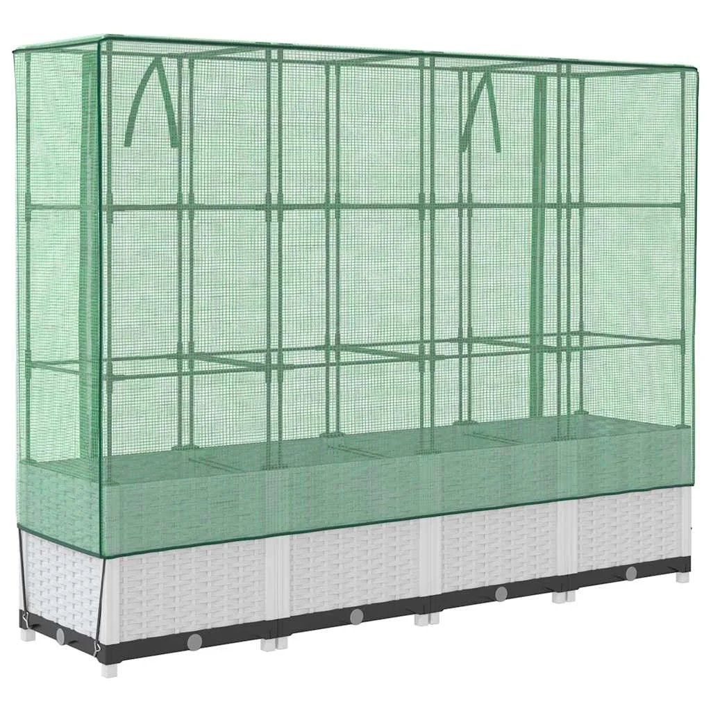 Rattan megjelenésű magaságyás melegháztakaróval 160x40x138 cm