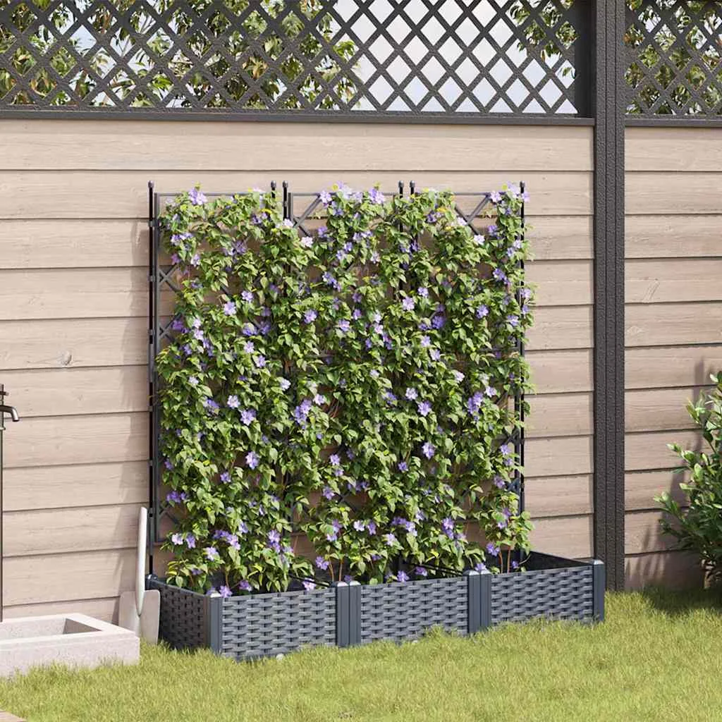 Kerti Cserép Trellis-szel 3 db Szürke 120x40x125.5 cm