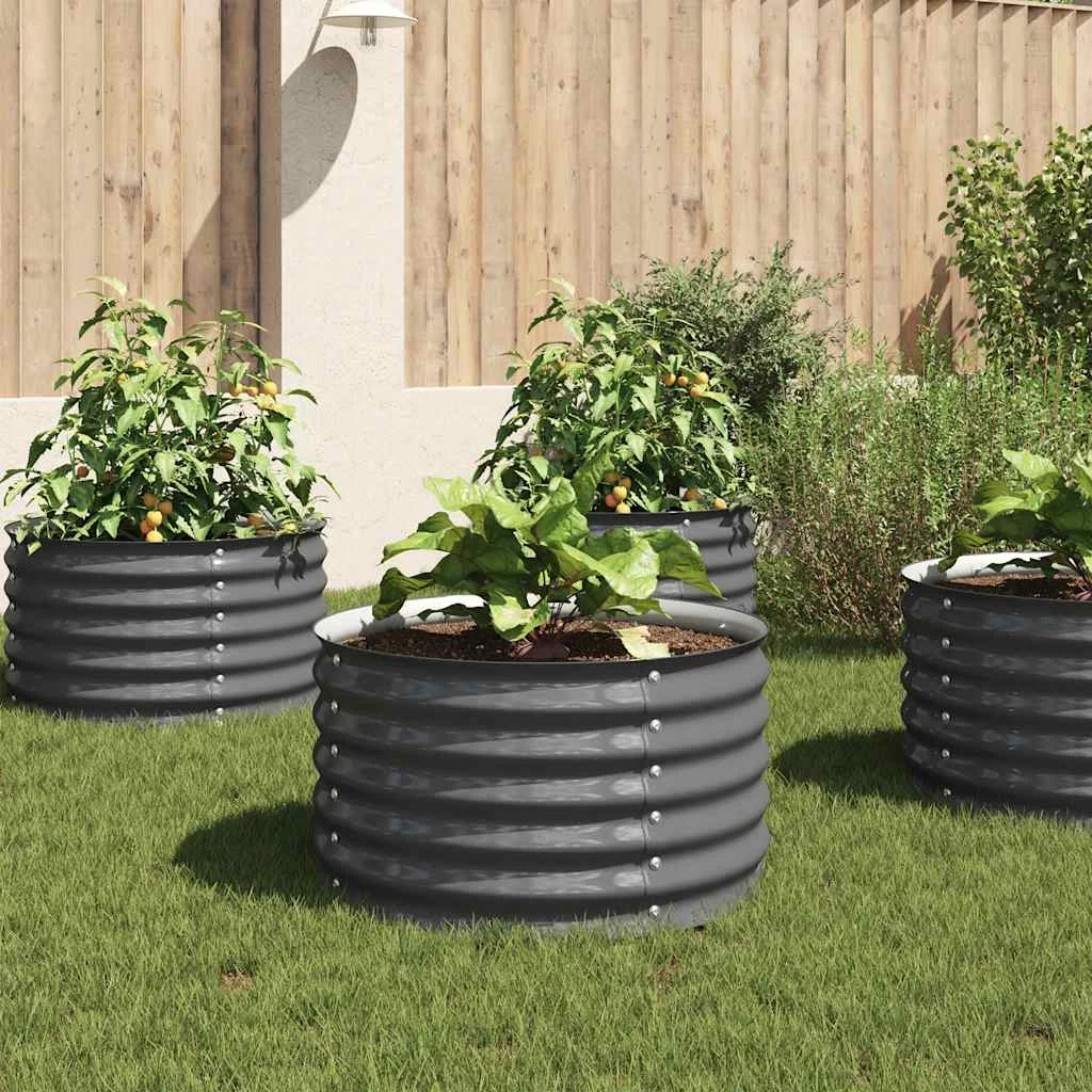 Szürke horganyzott acél kerti magaságyás 80 x 80 x 44 cm