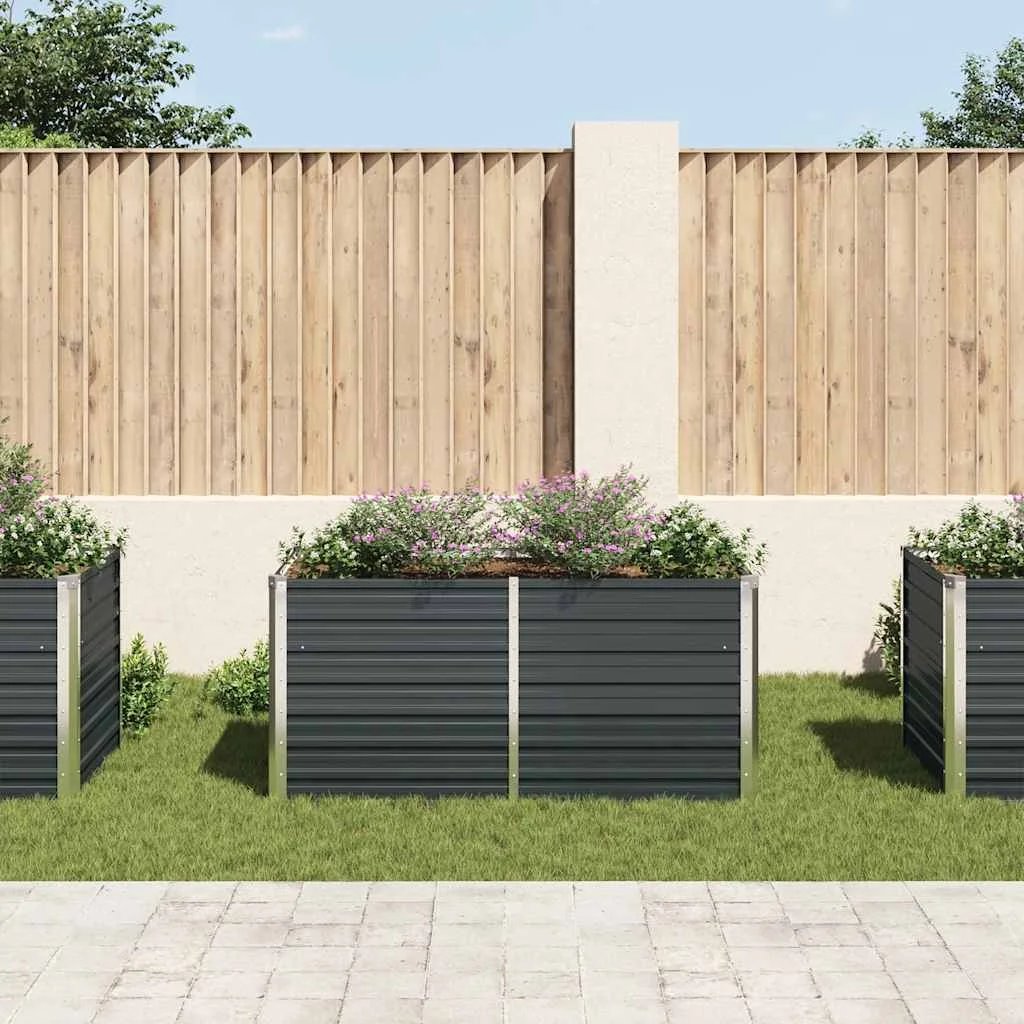 Antracitszürke horganyzott acél kerti magaságyás 160x80x77 cm