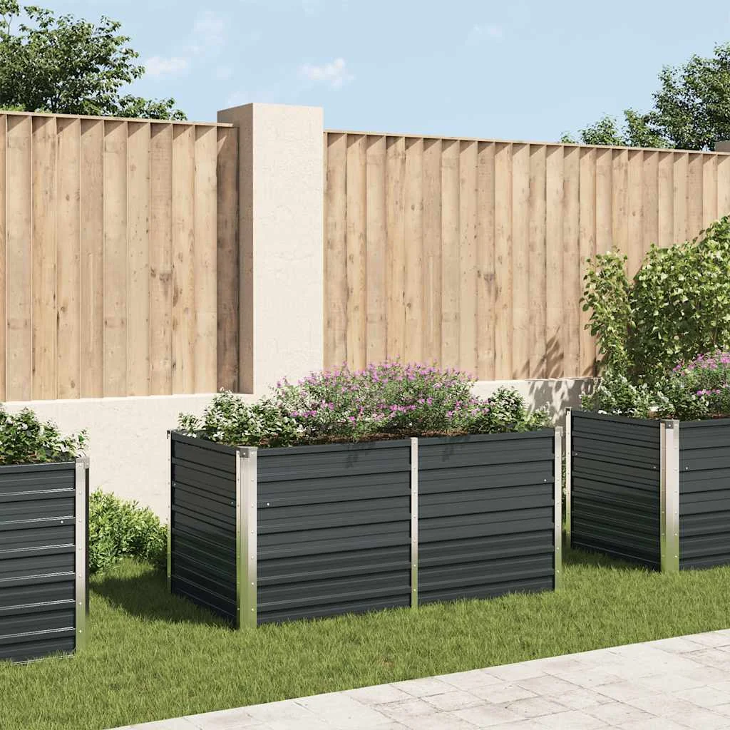 Antracitszürke horganyzott acél kerti magaságyás 160x80x77 cm