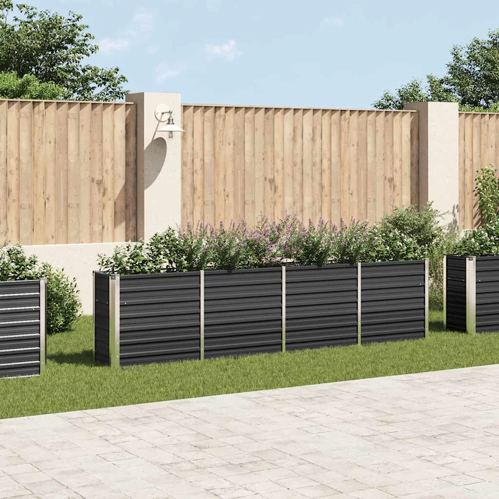 Antracitszürke horganyzott acél kerti magaságyás 320x40x77 cm