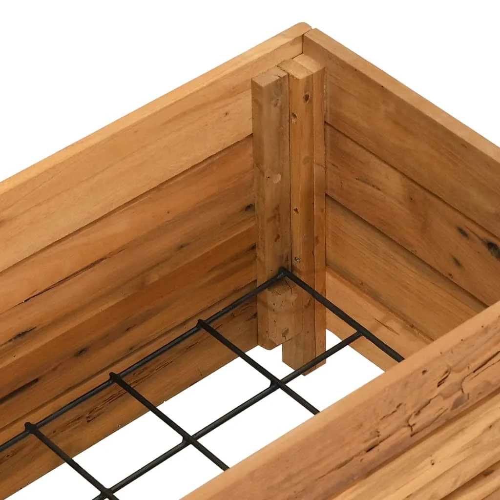 újrahasznosított tíkfa és acél magaságyás 100 x 40 x 38 cm