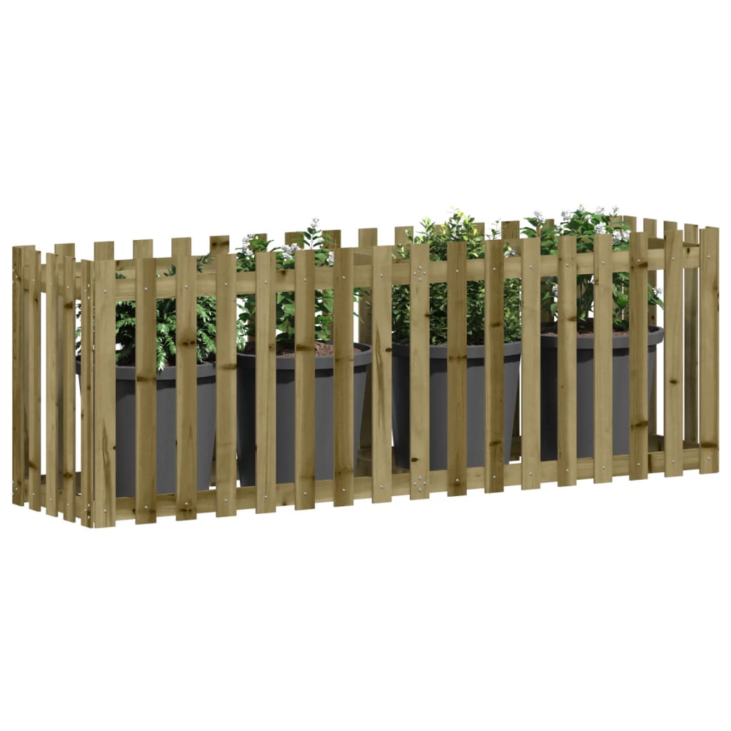 Impregnált fenyőfa kerti magaságyás kerítéssel 200x50x70 cm