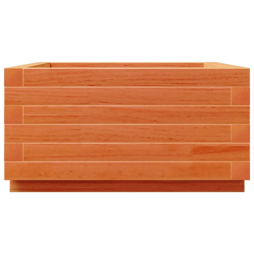 Viaszbarna tömör fenyőfa kerti virágláda 50x50x26,5 cm