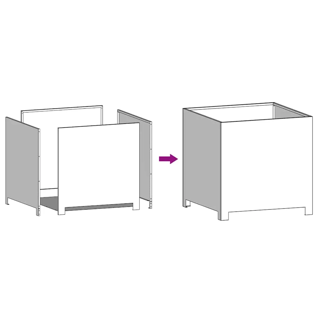 Horganyzott acél kerti virágtartó 50 x 50 x 50 cm