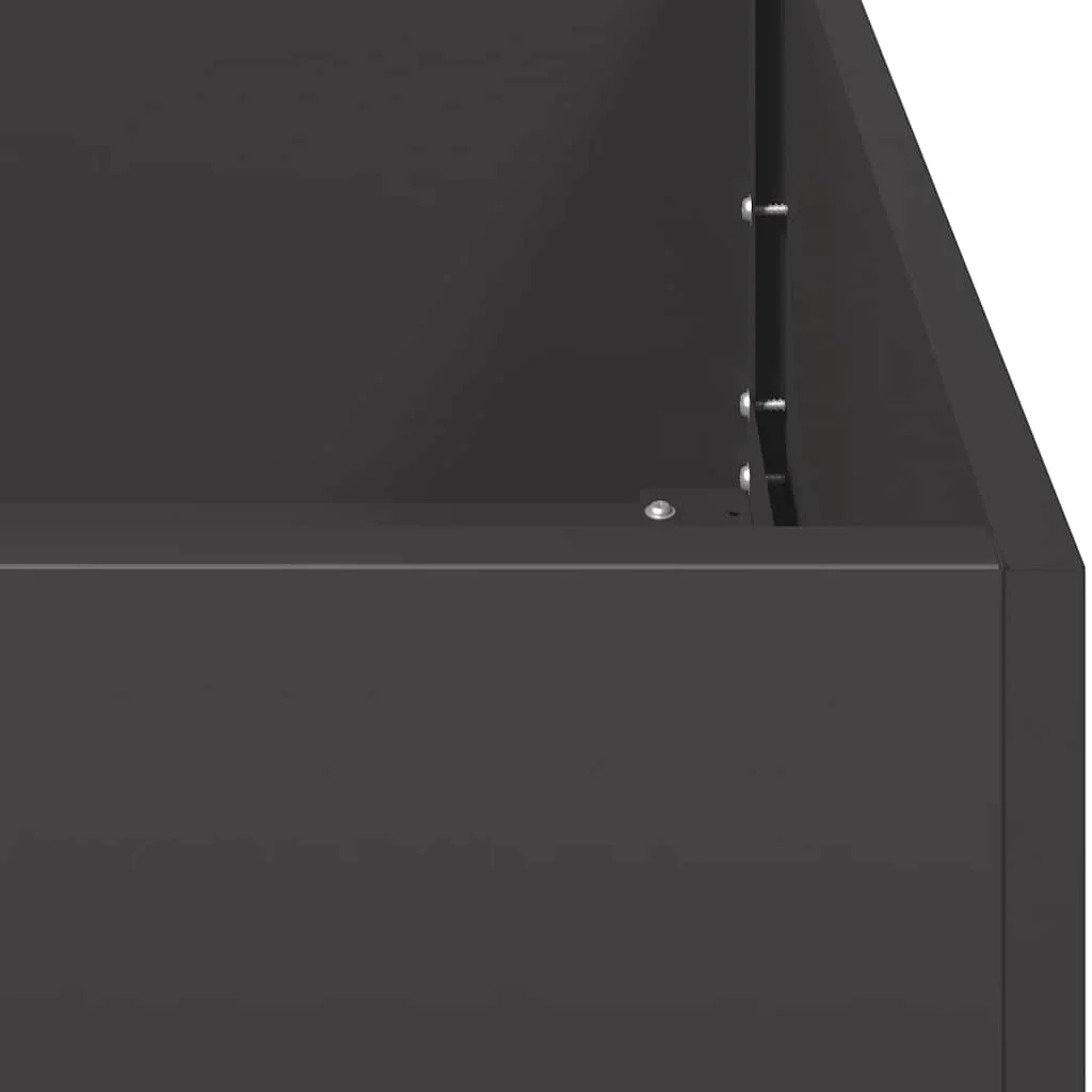 ültetvény fekete 200x40x80 cm hidegen hengerelt acélból