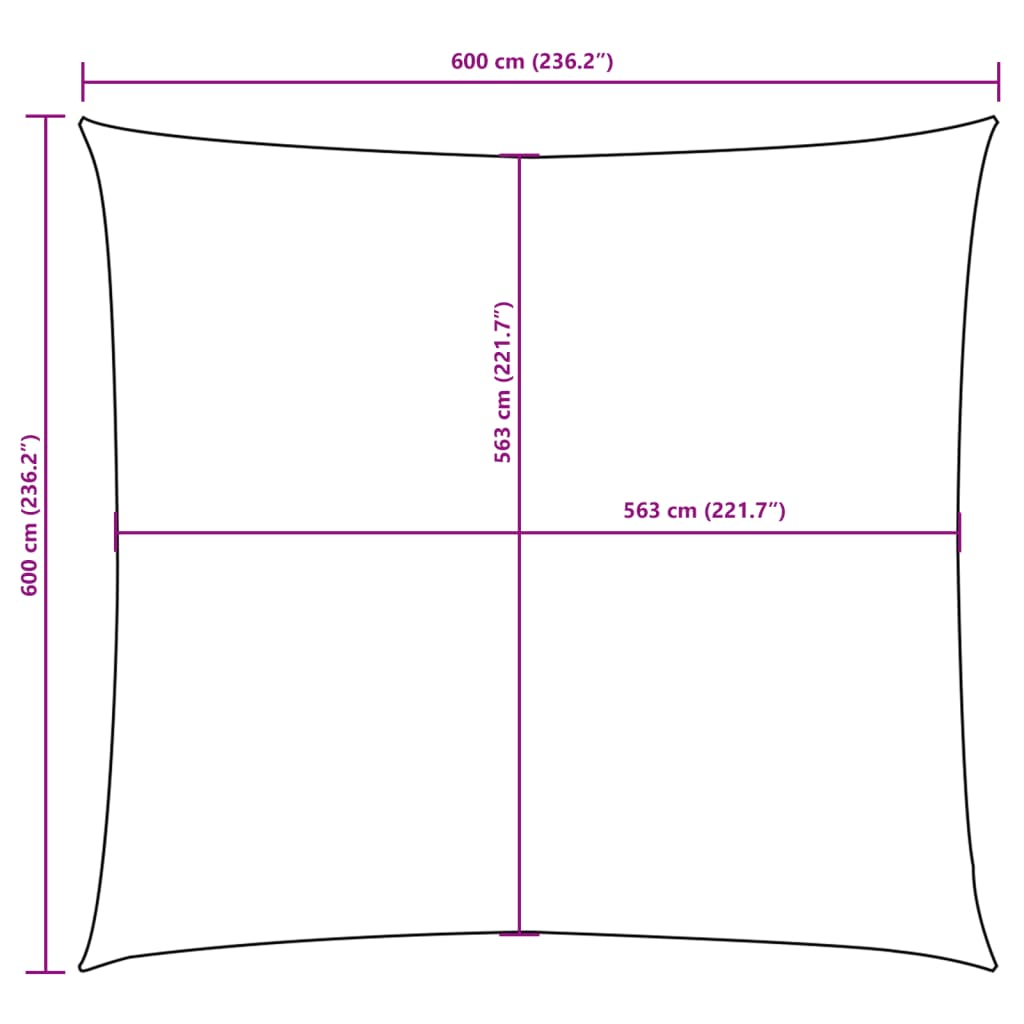 Tópszínű négyzet alakú oxford-szövet napvitorla 6 x 6 m