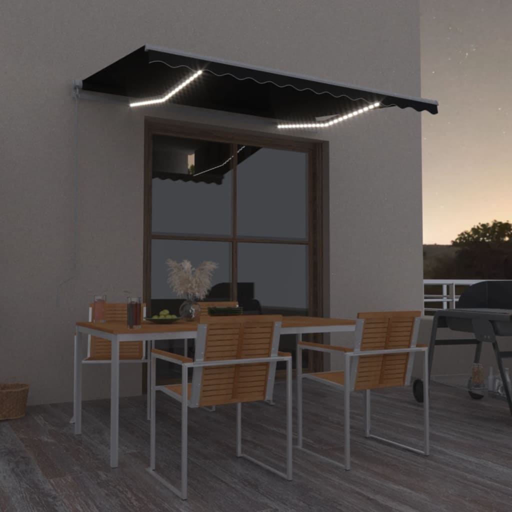 Antracitszürke kézzel kihúzható LED-es napellenző 350 x 250 cm