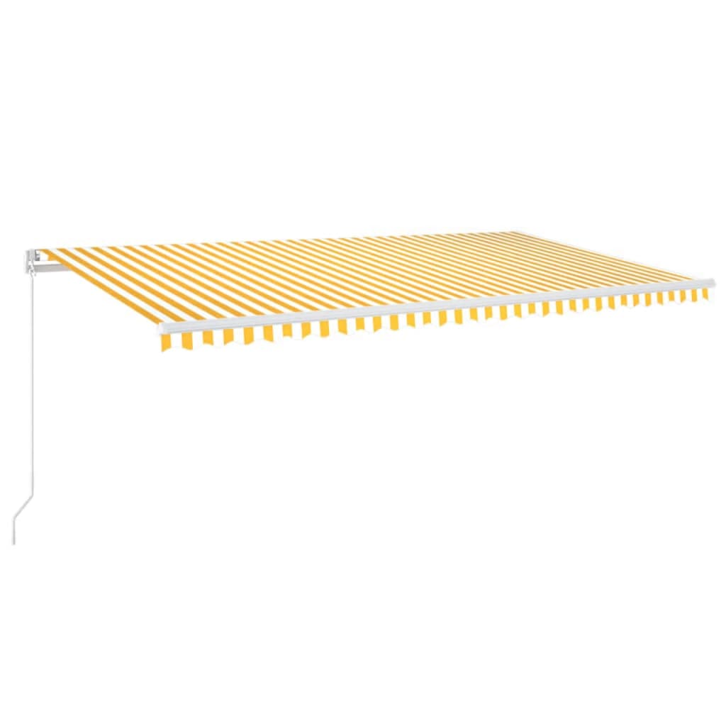 Sárga és fehér kézzel kihúzható LED-es napellenző 600x300 cm