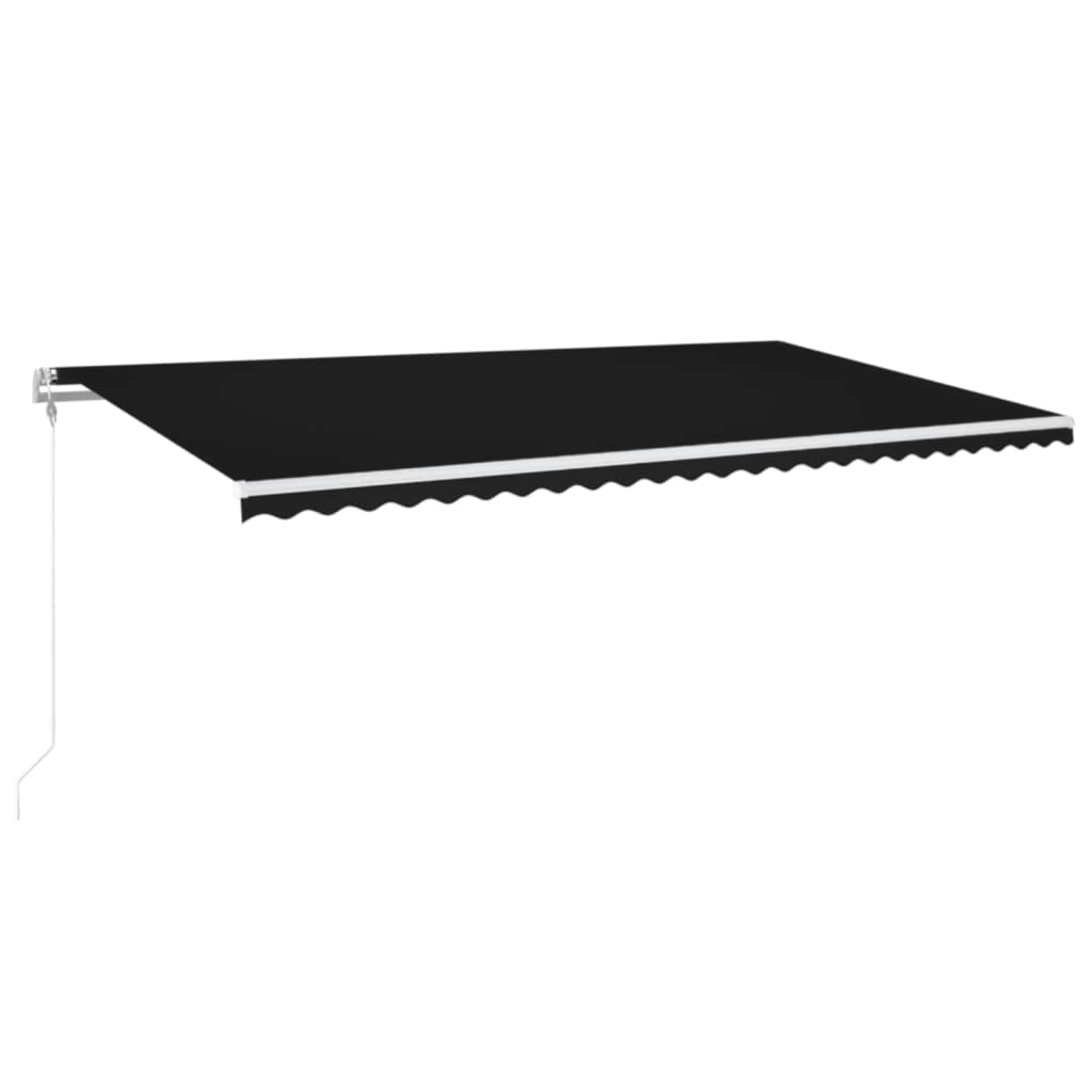 Antracitszürke szélérzékelős és LED-es napellenző 600 x 350 cm