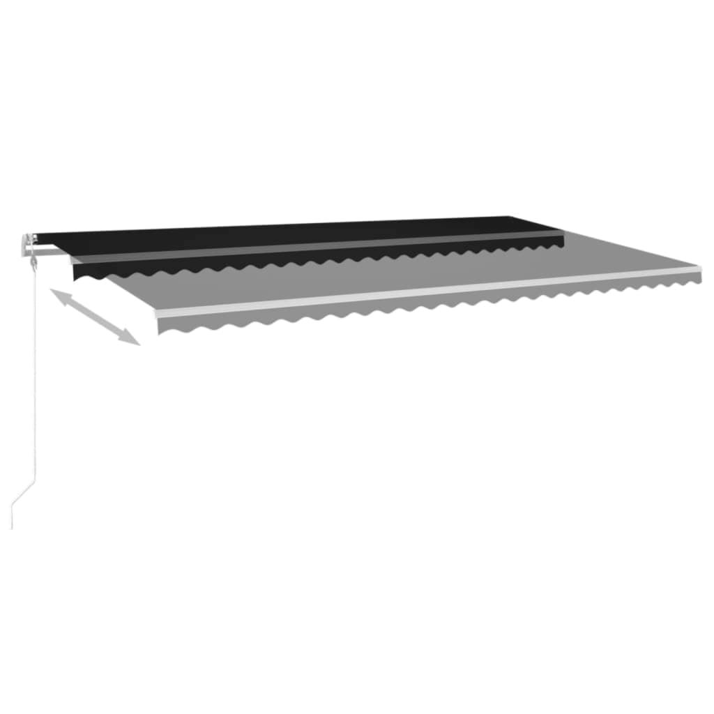 Antracitszürke szélérzékelős és LED-es napellenző 600 x 350 cm