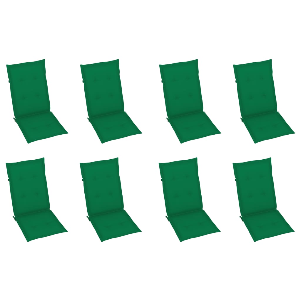 8 db összecsukható tömör akácfa kerti szék párnával