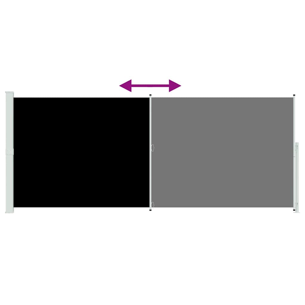 Fekete behúzható oldalsó terasznapellenző 200 x 500 cm