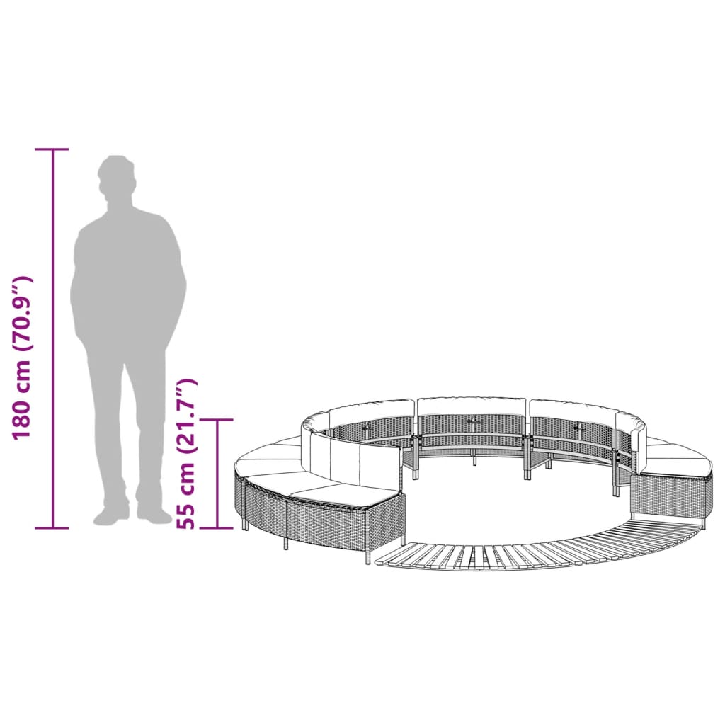 Szürke polyrattan és tömör akácfa jakuzzi-keret