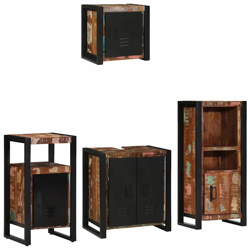 Fürdőszoba bútor szett 4 pcs Szilárd újrahasznosított fa