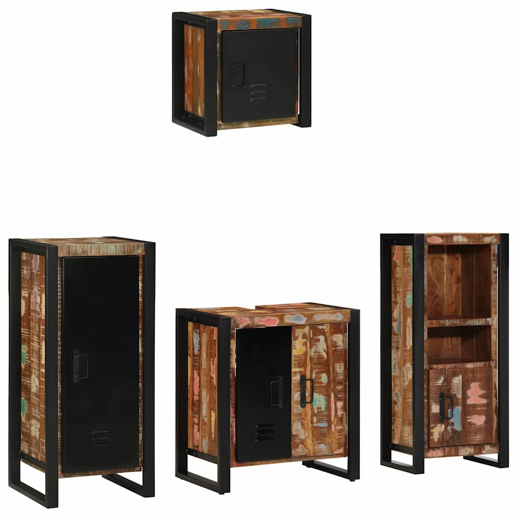 Fürdőszoba bútor szett 4 pcs Szilárd újrahasznosított fa