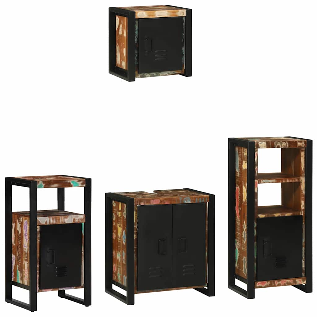Fürdőszoba bútor szett 4 pcs Szilárd újrahasznosított fa