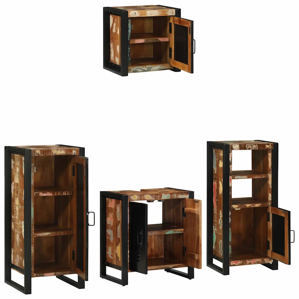 Fürdőszoba bútor szett 4 pcs Szilárd újrahasznosított fa