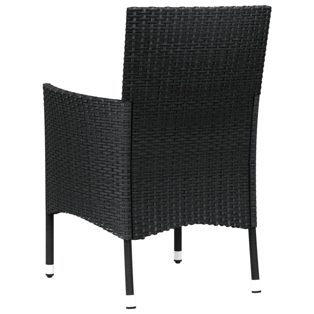 4 db fekete polyrattan kerti szék párnákkal (csak Egyesült Királyság/Írország/FI/NO)