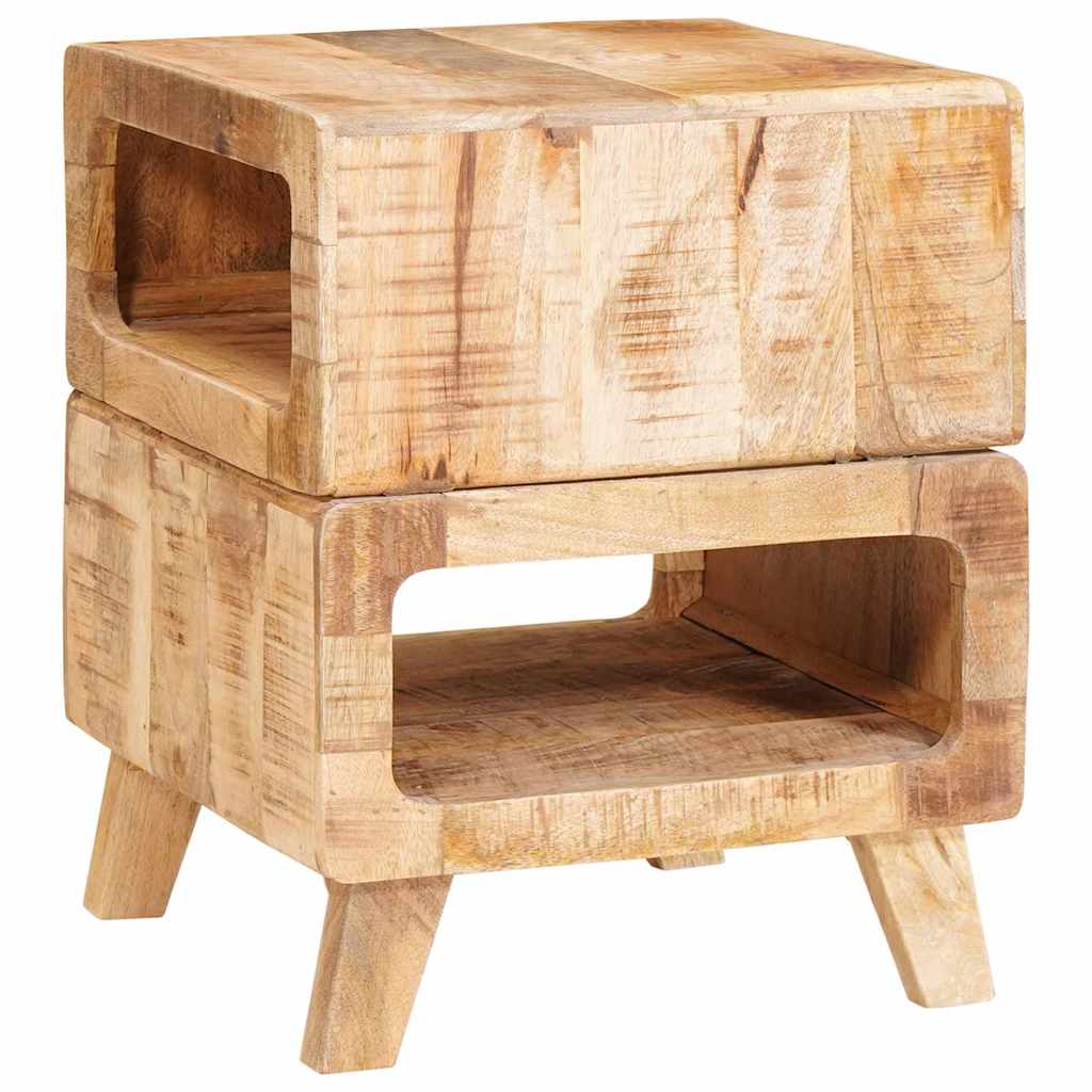 Végasztalok polcokkal tárolóval Barna 40 x 40 x 49 cm tömör mangófa