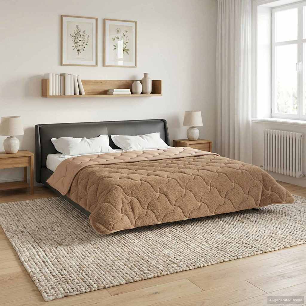 Téli takaró Tópszínű 240 x 260 cm Mikroszálas és Teddy plüss