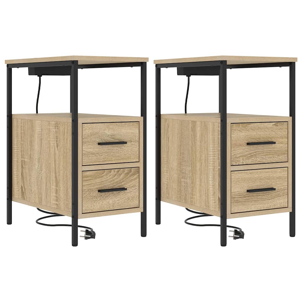 Éjjeli Szekrények 2 pcs sonoma tölgy 30 x 48 x 61 cm Faanyag